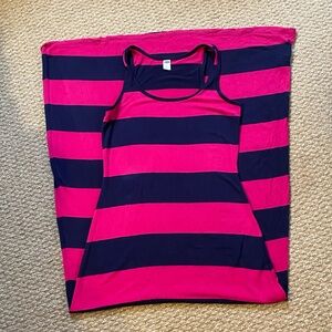 Old Navy Pink & Navy Sleeveless Maxi Dress Stretch size Small Tall EUC